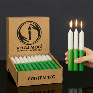 VELA PALITO BICOLOR VERDE / BRANCO | 01KG